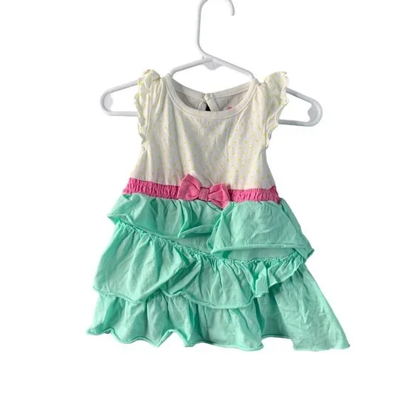 Circo | Dresses | Circo Girls Infant Baby Size 9 Months Dress White Top  Green Tiered Bottom Pink B | Poshmark